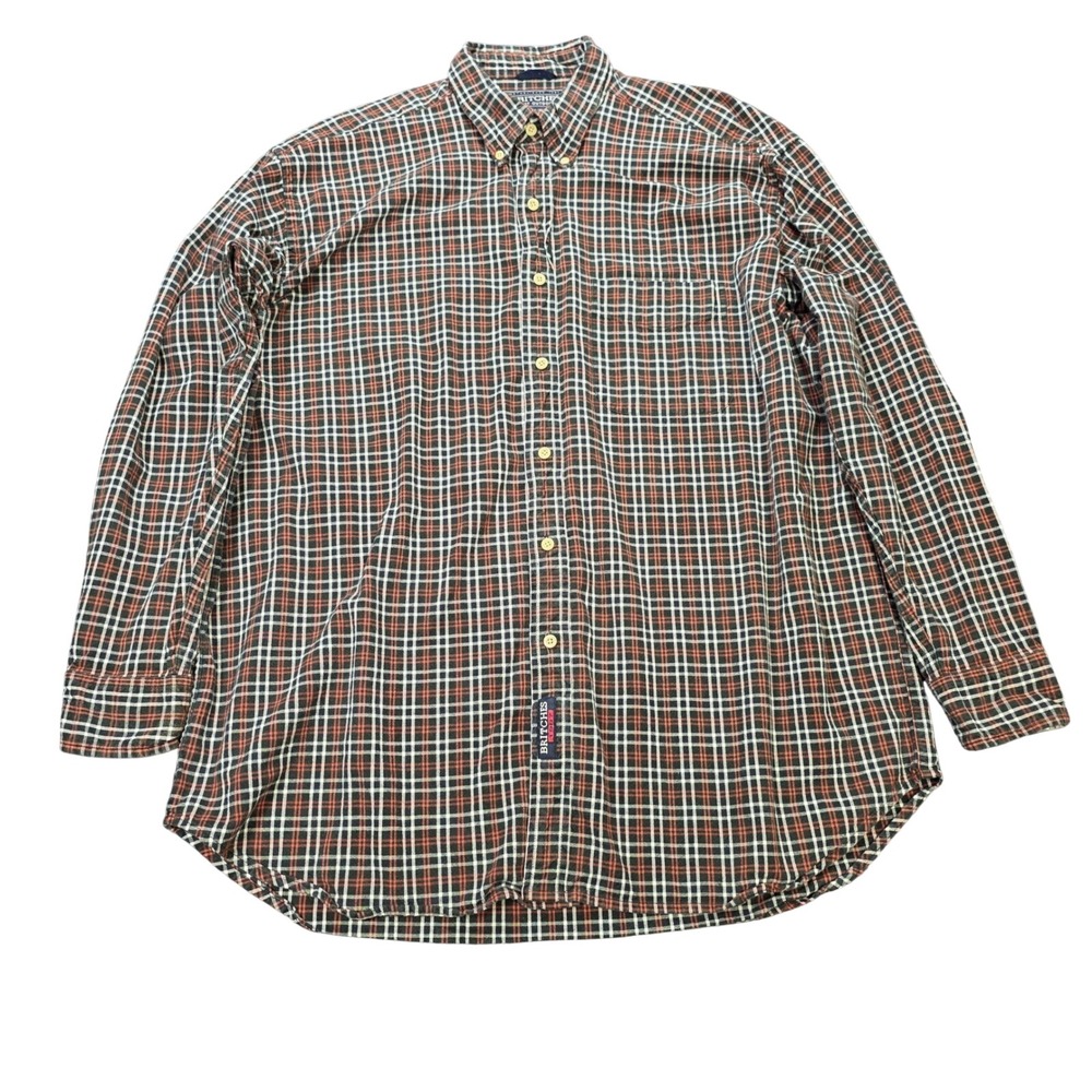Britches Great Outdoors Button Down Oxford Shirt Men's Size XL Orange Black